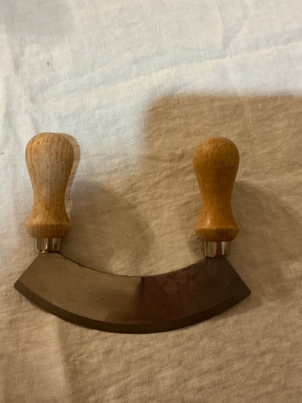 Vintage German Rostfrei Single Blade Mezzaluna Mincing Knife Solingen 1960-1980